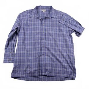 Foxfire 2X BIG Men's Button Up Blue Plaid Long Sleeve Shirt